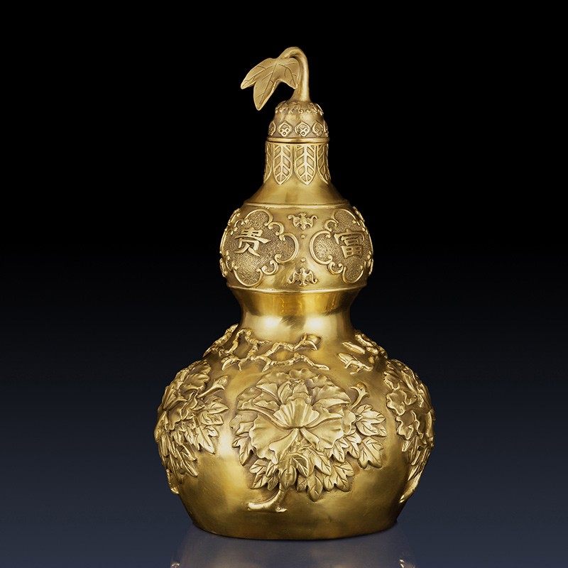 铜盖葫芦富贵玉堂家居工艺装饰品吉祥富贵大号口葫芦,家居饰品,装饰摆件,淘宝优惠券,粉丝福利购,淘宝优惠卷
