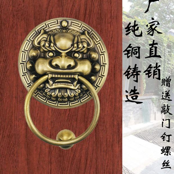 仿古大门拉手古铜装饰配件麒麟虎头兽头狮头门环纯铜拉环大门把手