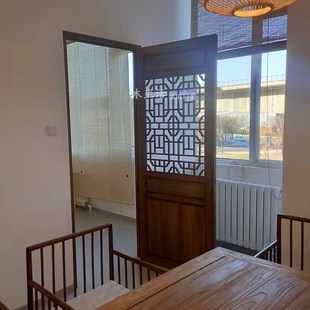 沁殿实木仿古门窗格镂空做旧中式隔断雕大门屏风隔断定制 款