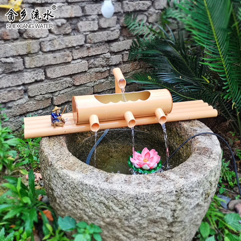 竹流水喷泉陶瓷鱼缸石槽过增氧循环竹筒 塑料竹子流水器,家居饰品,装饰摆件,淘宝优惠券,粉丝福利购,淘宝优惠卷