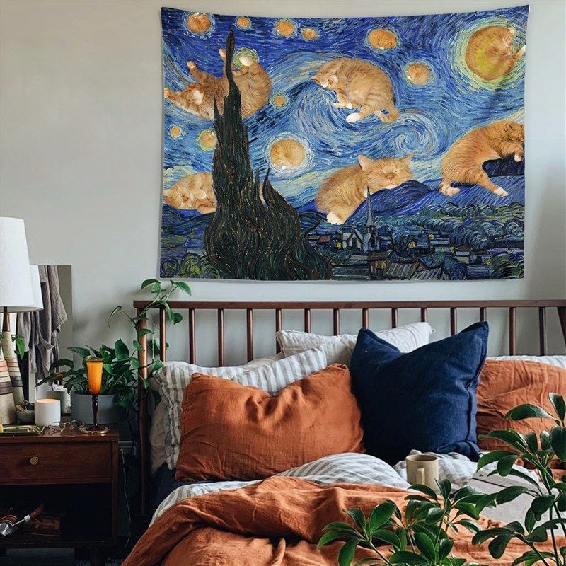 背景布挂布 爱橘猫墙布卧室床头布租房改造宿舍装饰挂毯壁饰,居家布艺,挂毯/壁毯,淘宝优惠券,粉丝福利购,淘宝优惠卷