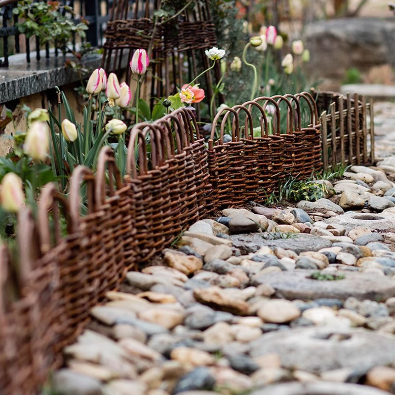 庭院柳编篱笆栅栏菜园花坛小围栏家用花园苗圃草坪护栏装饰摆件