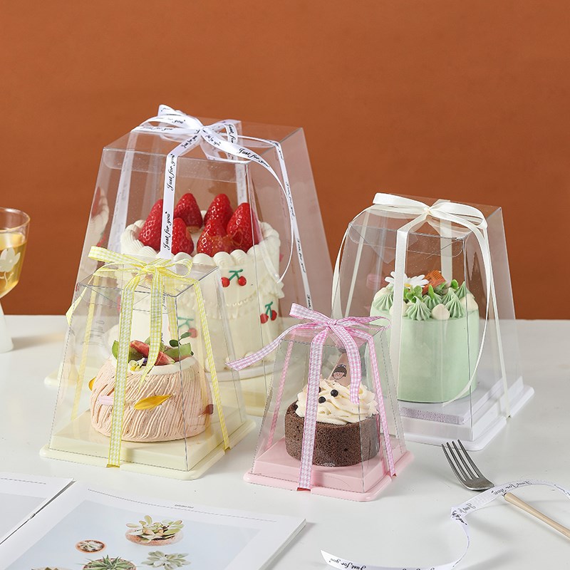 爆款异形盒子火山生日蛋糕加高透明包装盒61西点烘焙打包盒硬底托