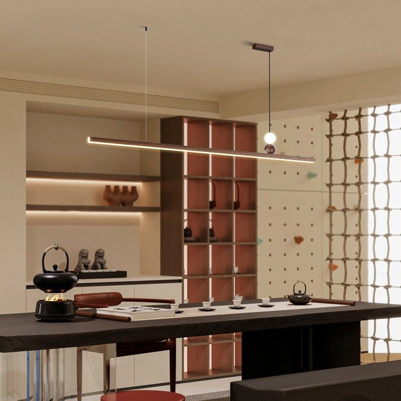 意式极简吊灯复古胡桃木一字长条灯侘寂风创意餐桌吧台茶室灯,家装灯饰光源,餐厅吊灯,淘宝优惠券,粉丝福利购,淘宝优惠卷