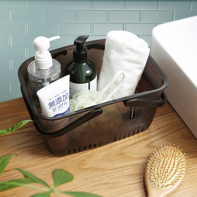 韩国进口浴室洗澡筐手提沐浴篮收纳篮塑料浴框大容量游泳洗浴篮子