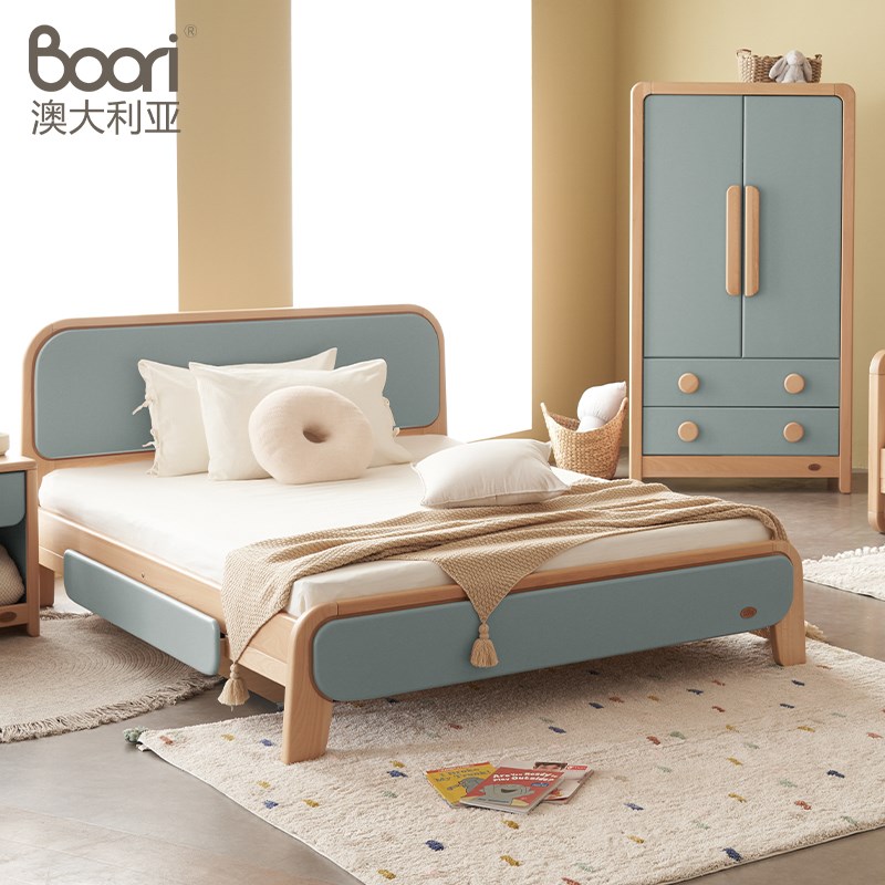 Boori贝仑实木儿童床男孩女孩床欧洲山毛榉单人床人床