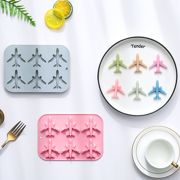 新品6连飞机造型硅胶模具烘