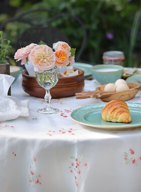 蕾丝绣桌布高级感MI EON防水布艺长条圆茶几餐桌旗中古台布