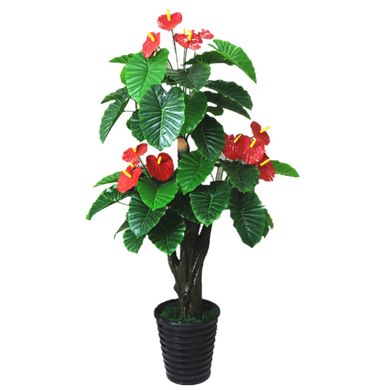 假树红掌仿真花假花盆栽落地大绿植客厅室内花装饰仿真植物塑料花