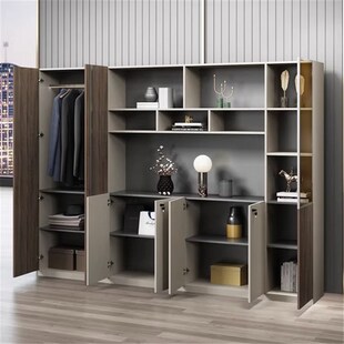 文件柜木质柜办公室现代资料落地柜展示带灯装饰柜对门