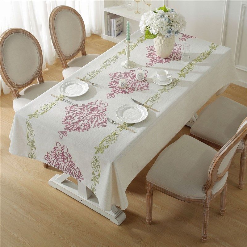 米兰田园粉色朵立体绣餐桌盖巾茶几巾桌布布艺餐桌布茶几布,居家布艺,桌布,淘宝优惠券,粉丝福利购,淘宝优惠卷