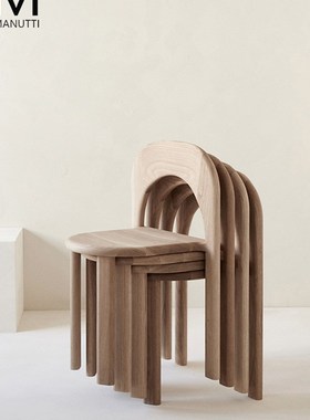 nui欧式家用实木小户型餐椅现代吃饭板凳备用椅子摞叠