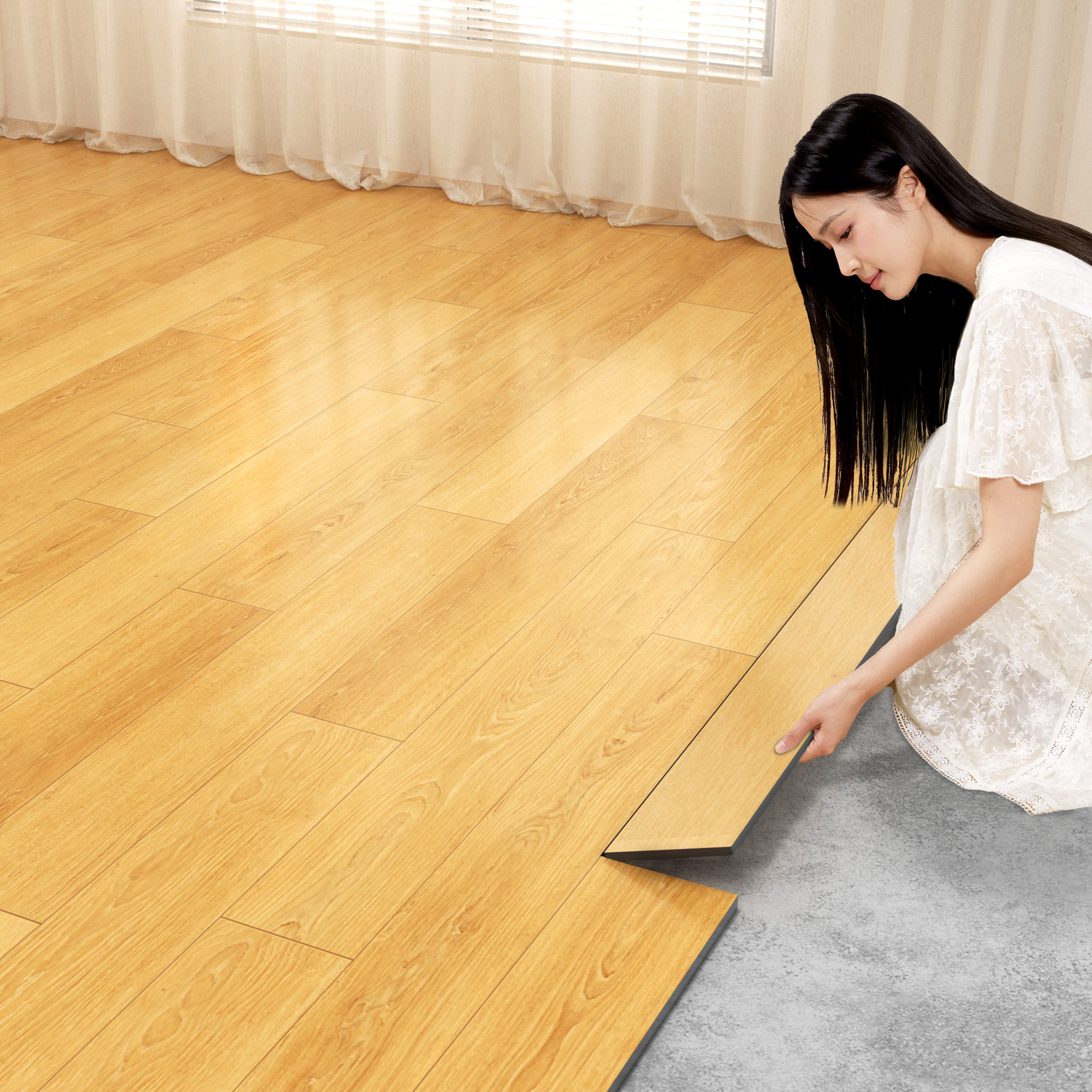 pc自粘地板贴水泥地直接铺家用翻新木地板加厚防水地板胶地砖贴