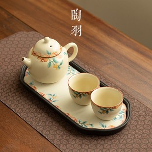 小套组 仿宋汝窑桂枝馥郁家用陶瓷泡茶壶茶杯一壶两杯功夫茶具套装
