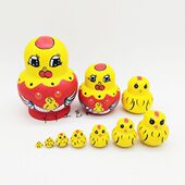 抖音网红鸡十层小鸡俄罗斯套娃娃木制玩具工艺礼品情人节礼物摆饰