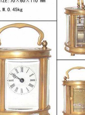 欧式机械小型椭圆皮套钟|纯铜上弦闹钟书桌摆设钟|仿古董钟|苏钟