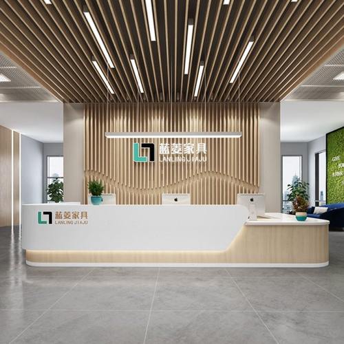现代简约烤漆公司前台接待台吧台桌服务台迎宾台收银台办公桌定制
