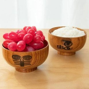 防摔十二生肖木碗 餐具家用商用单只少儿碗 木日式