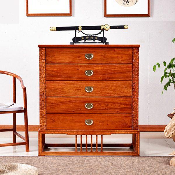 红木家具花梨木新中式五斗柜全实木储物柜仿古藏画柜多功能收纳柜,住宅家具,斗柜,淘宝优惠券,粉丝福利购,淘宝优惠卷