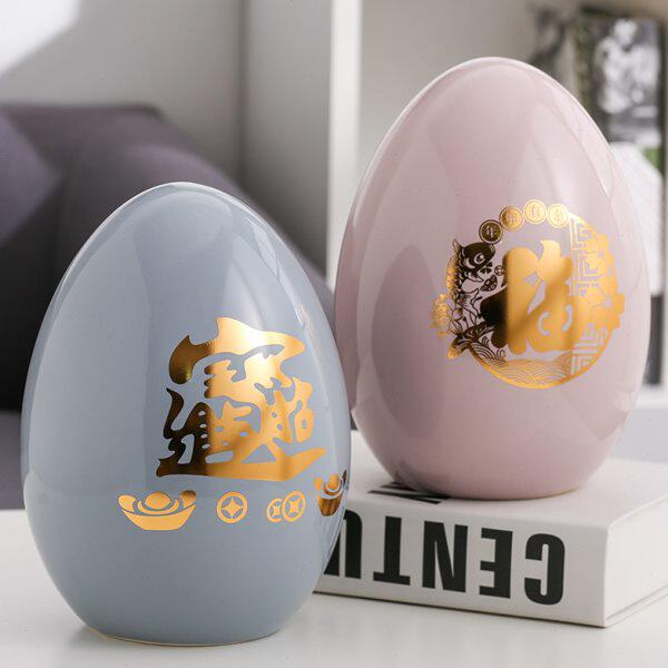 新中式扑满陶瓷存钱罐创意摆件储钱罐卡通儿童储蓄罐只进不出可取