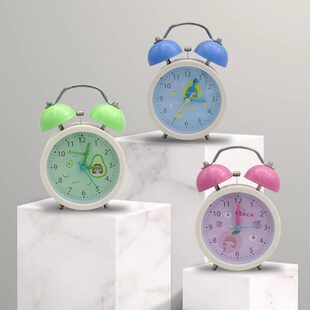 卧室床头创意儿童学生机械铃静音简约台式卡通指针电子夜光闹钟