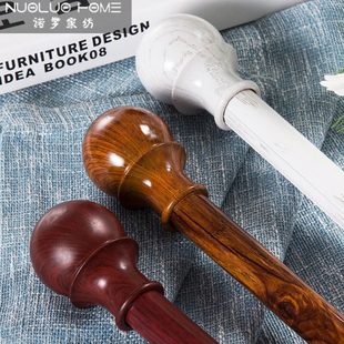 诺罗加厚窗帘杆木纹罗马杆单杆双杆铝合金窗帘轨道顶装侧装送支架