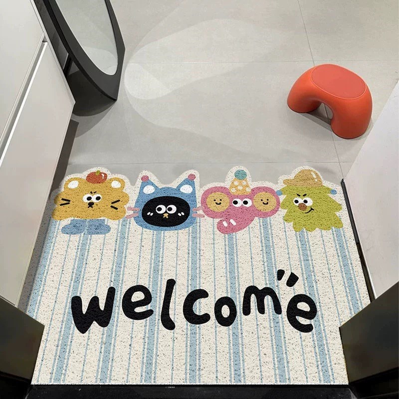 可爱动物b入户丝圈地垫卡通图玄关除尘家用可裁剪防滑门垫耐脏加