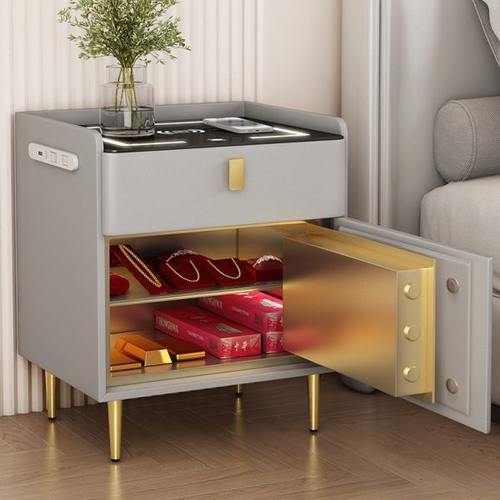 保险柜智能床头柜家用卧室无线充电保险箱一体柜多功能床边收纳柜