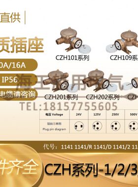 船用铜质水密防水插座CZH101 109 201 202 209-1/2/3/4/5 IP56
