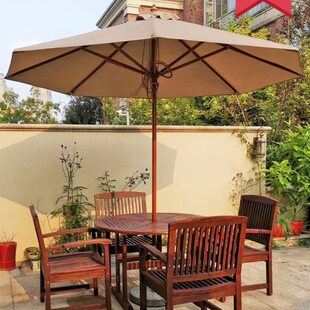 阳光户外遮阳伞室外沙滩泳池露台庭院桌椅大太阳伞花园实木中柱伞