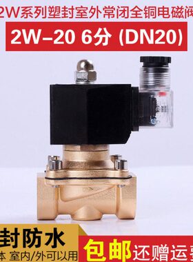 2W-20 防雾电磁阀6分DN20优质水阀24V 220V灌溉 喷淋室外防水大棚