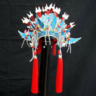 汽车摆件凤冠帽子 蓝色九凤冠 小神像泰山奶奶妈祖王母娘娘凤冠