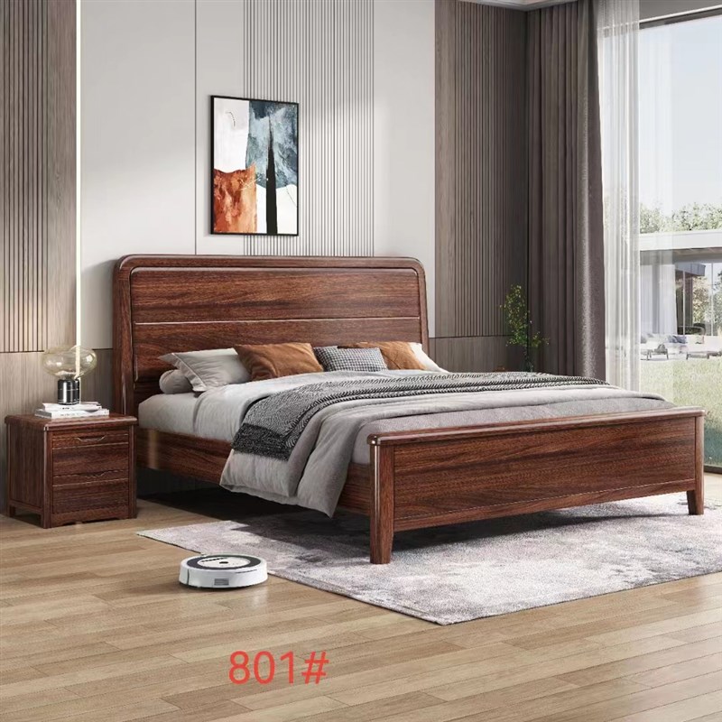 乌金木实木床1.8米1.5米双人床全实木现代简约主卧