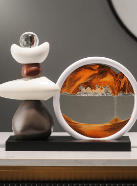 时来运转流沙画摆件客厅酒柜电视柜玄关高档装饰品办公室旺事业运