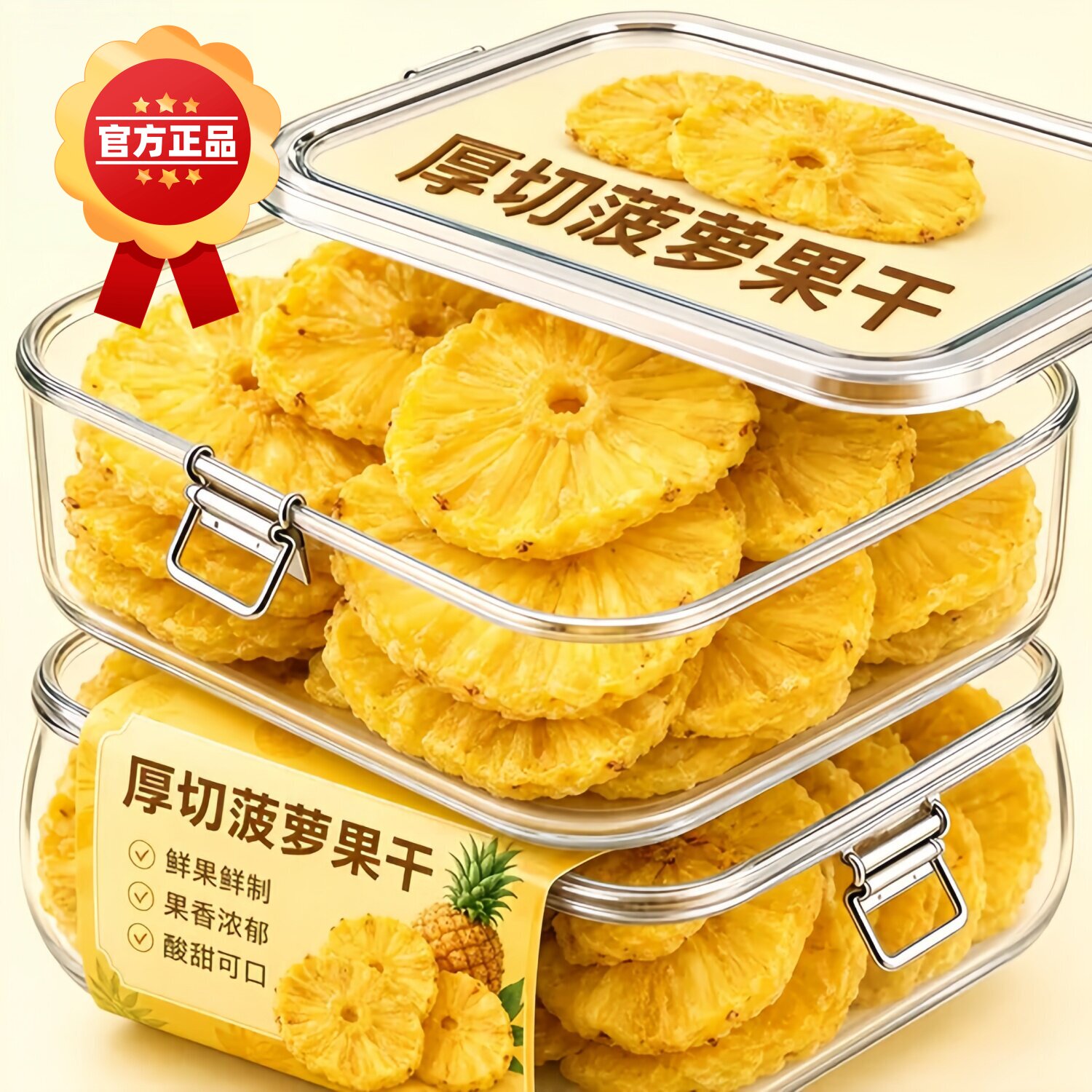 海南金钻凤梨干菠萝干果脯无添加蔗糖厚切凤梨圈果干孕妇健康零食