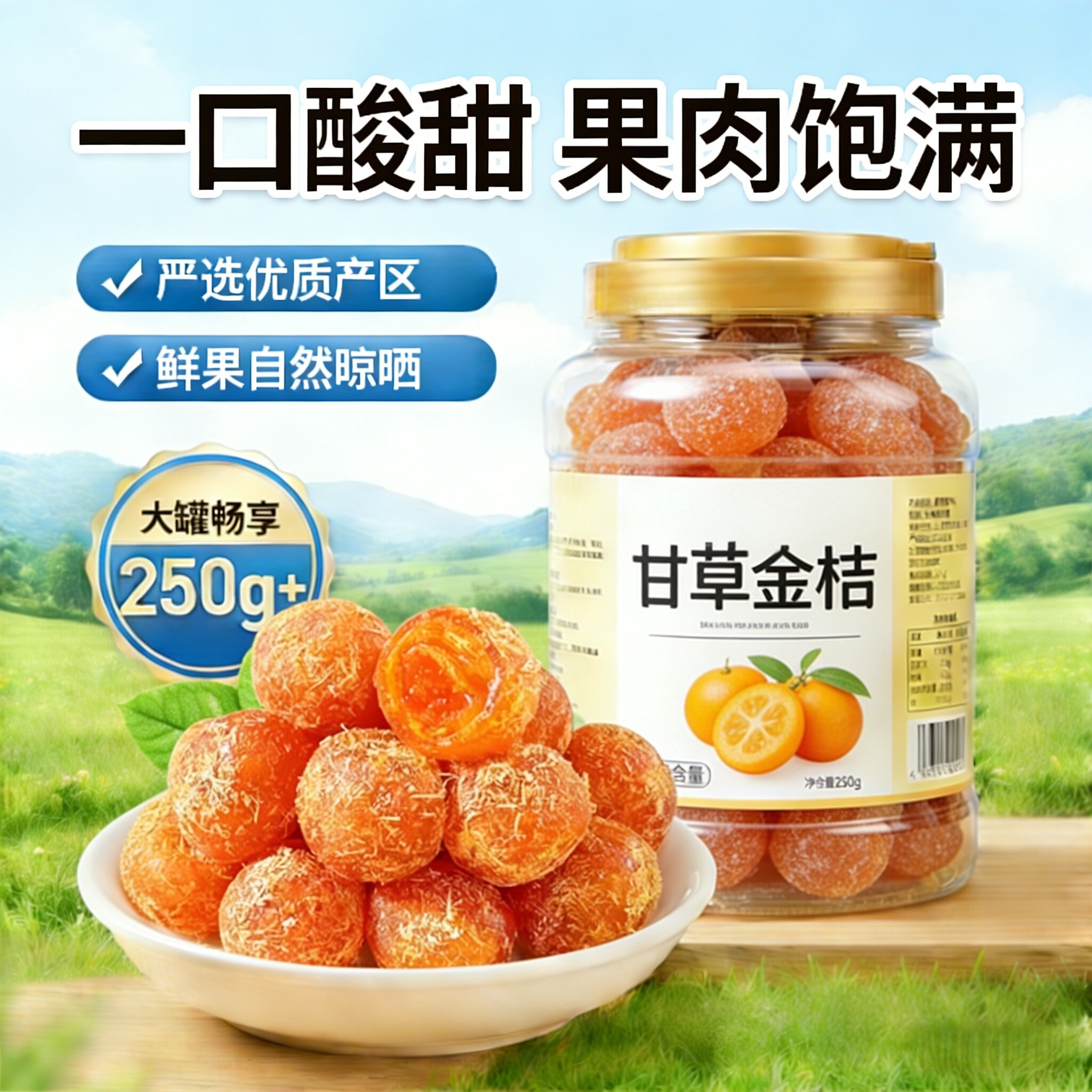 农科院甘草金桔果干广西特产正宗官方旗舰店蜜饯无糖化痰止润咳喉