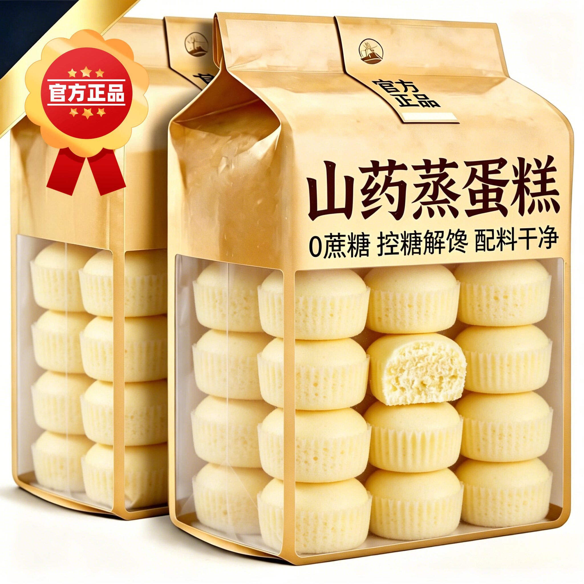 山药蒸蛋糕无蔗糖早餐面包糕点糖尿人专用健康零食无糖食品旗舰店