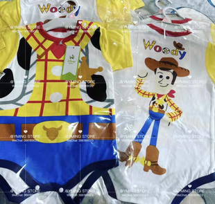 日单卡通玩具总动员可爱胡迪造型宝宝哈衣爬服 连体衣 家居服