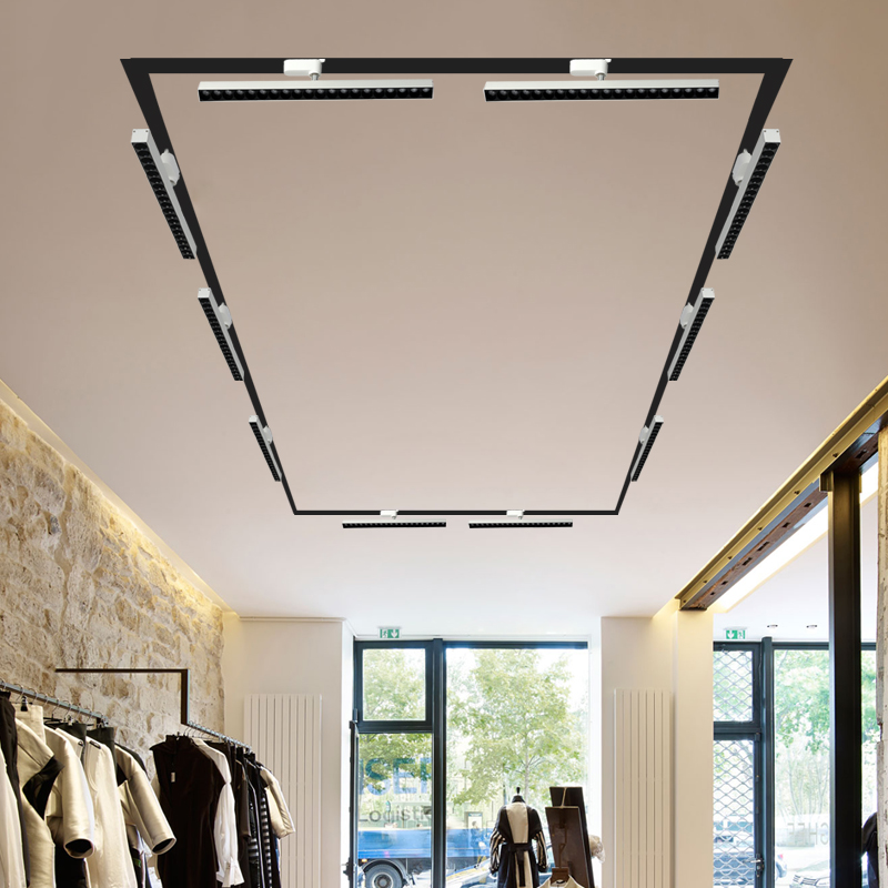 长条轨道灯led射灯服装店铺商用展厅路轨聚光灯防眩光滑轨格栅灯