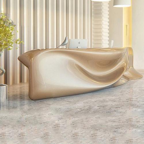 玻璃钢前台接待可定制便民服务柜公司异形收银台创意服务烤漆吧台