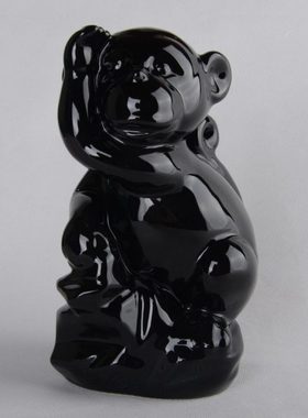 12生肖陶瓷黑色猴子摆件 家居装饰工艺品猴摆设