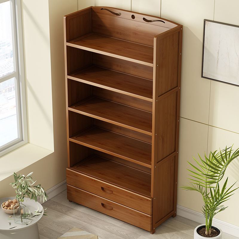 书架简易儿童家用多功能置物架落地多层实木书柜学生收纳层架省空