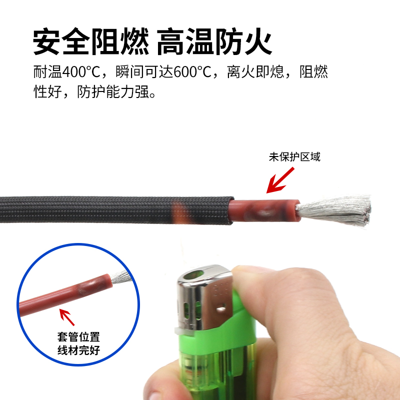 锭纹管1~50mm黑色 耐高温600℃脱蜡管纤维管防火阻燃套管电线绝缘