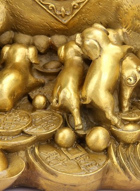 纯铜猪摆件 铜生肖猪 金钱猪家居酒柜玄关客厅摆设