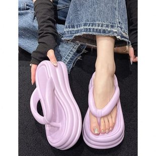 高跟夏季 防滑增高沙滩鞋 时尚 外穿新款 厚底人字拖女2024夹脚拖鞋