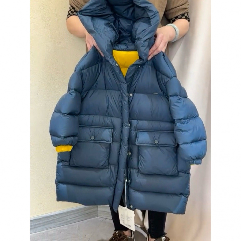 男童双面穿中长款羽绒棉服拼色帅