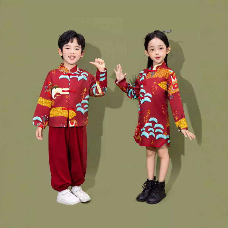 儿童表演服秋长袖汉服中国风运动