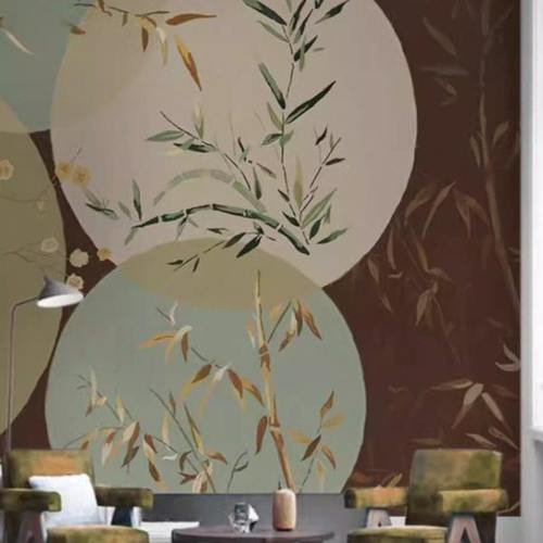 竹子新中式电视背景墙客厅卧室复古壁纸大型定制壁画定制环保墙布