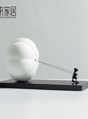 东来家居创意拉气球小孩摆件客厅玄关柜摆设样板间儿童房软装饰品