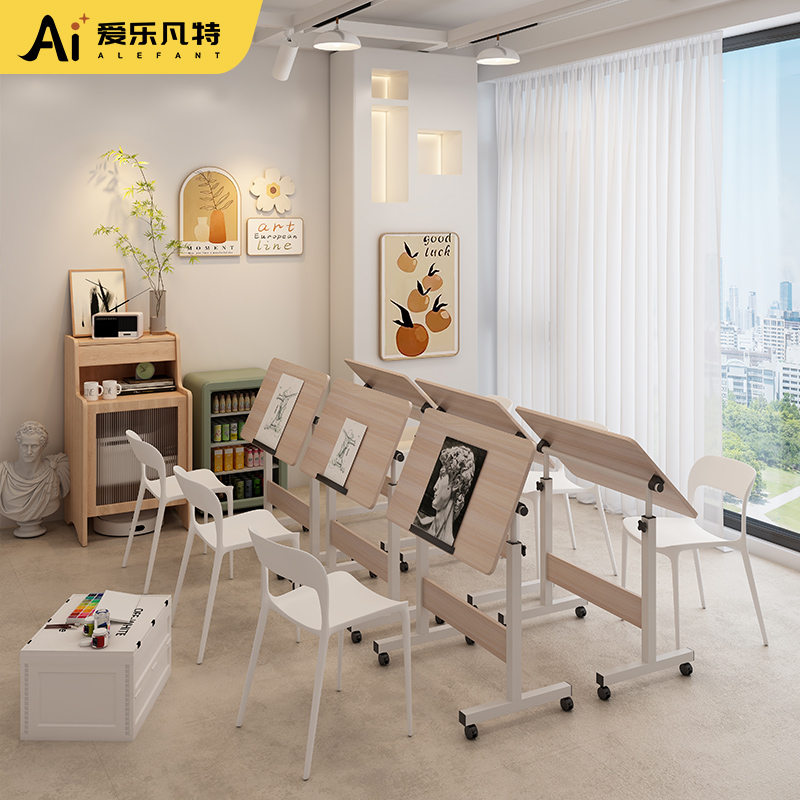 绘画美术桌可折叠升降辅导班用小桌子设计师工程制图工作台拼图用